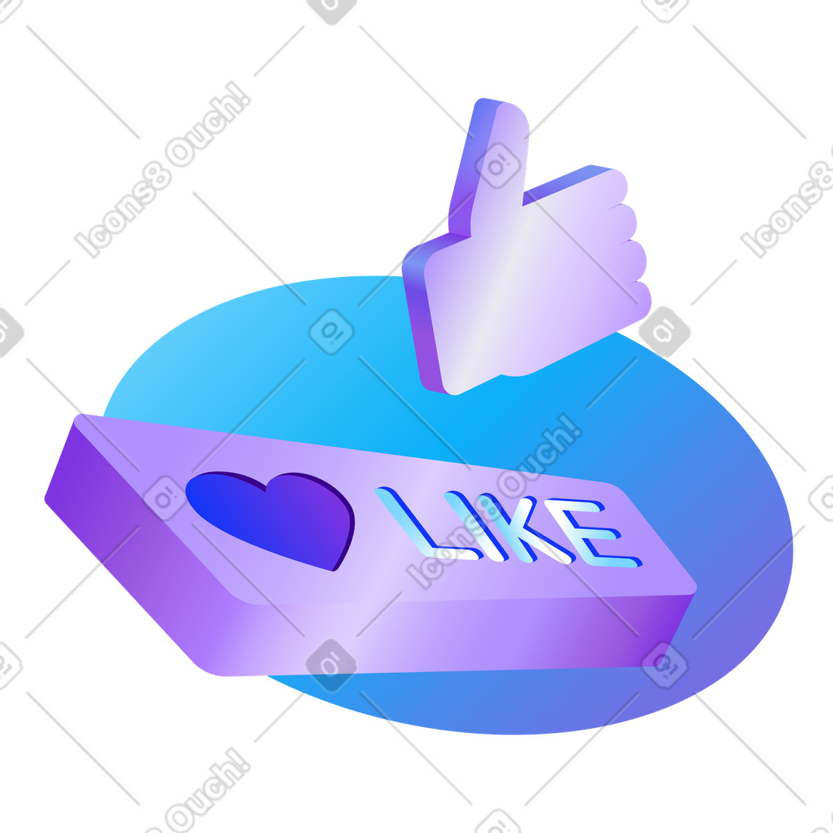 Social platform engagement illustration featuring like reactions clipart image in PNG SVG GIF