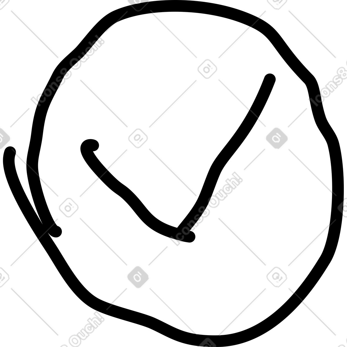 Ilustração de Checkmark hand drawn tick inside rounded irregular outline shape em no estilo Rondy Stickers para baixar em PNG, SVG