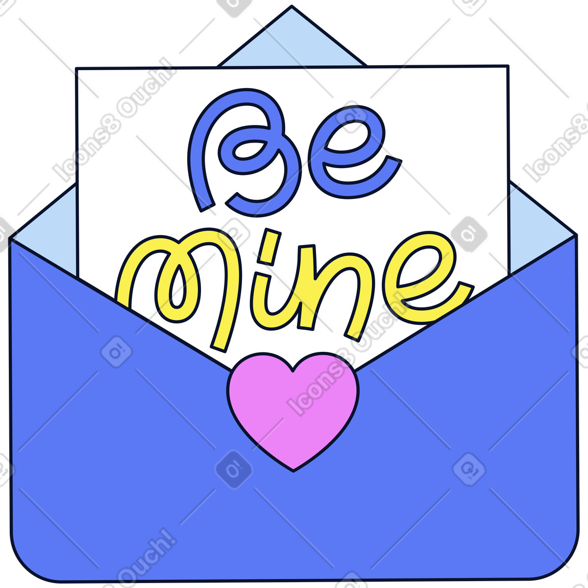 Busta d'amore illustrazione in stile Flexy scarica in PNG, SVG