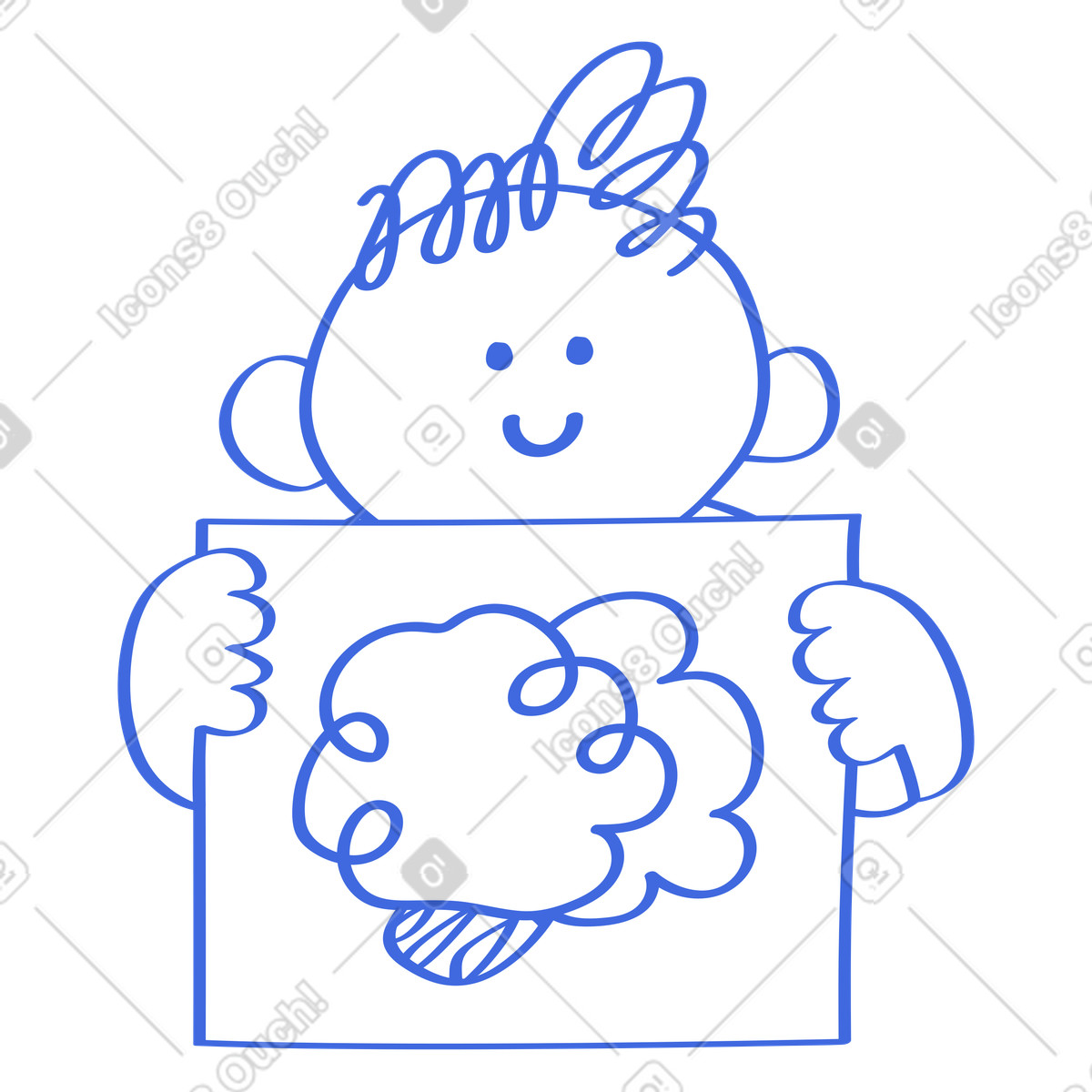 Ilustração de Smiling person with hand drawn brain diagram em no estilo Ballpoint Pen para baixar em PNG, SVG