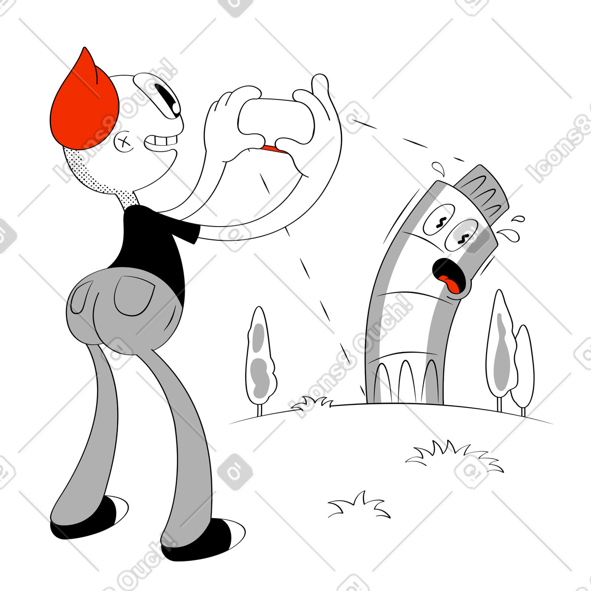 Traveler takes a photo-Illustration im Looney-Stil als Download in PNG, SVG