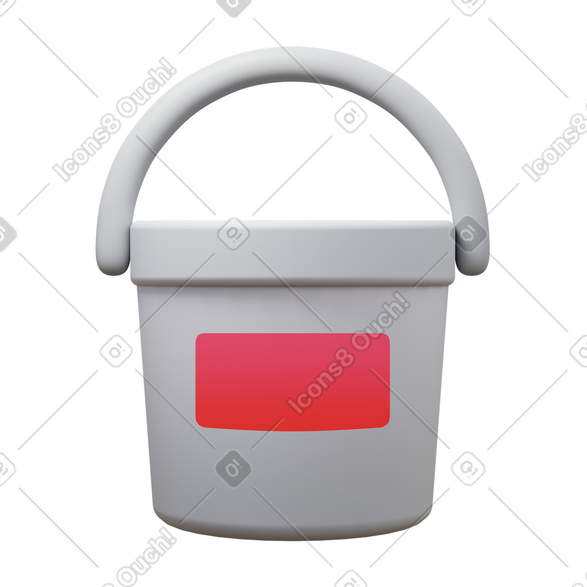 Ilustración Cubo de pintura con etiqueta en estilo 3D Fluency a descargar en PNG y SVG