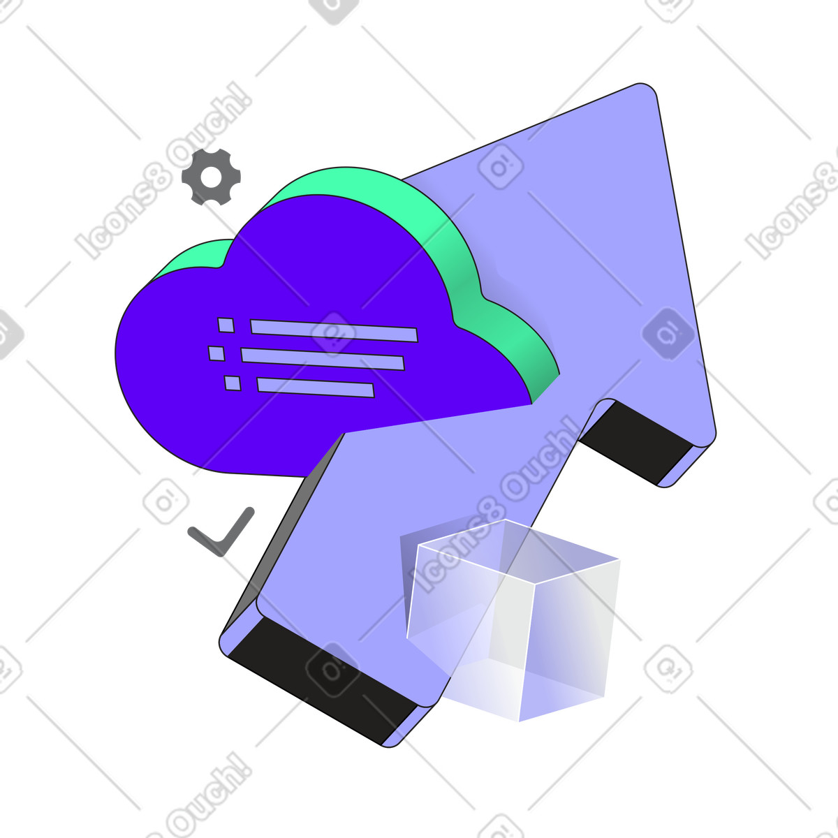 Ilustração de Transferindo dados para armazenamento em nuvem no estilo Incut baixar PNG, SVG