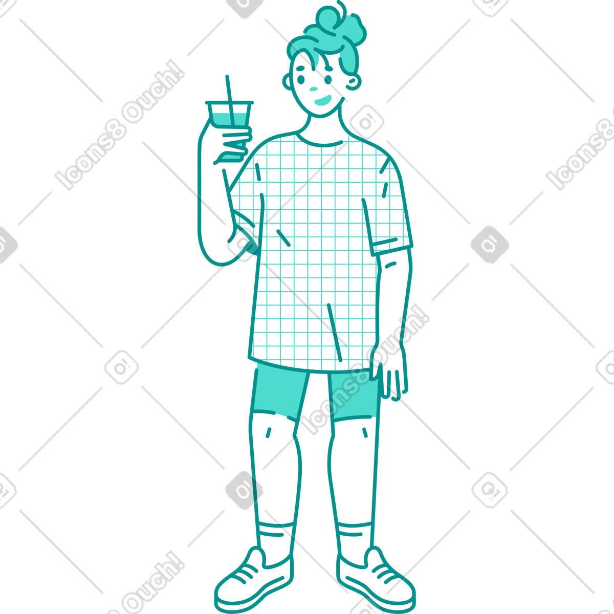 Woman with lemonade illustration in Natty style download in PNG, SVG
