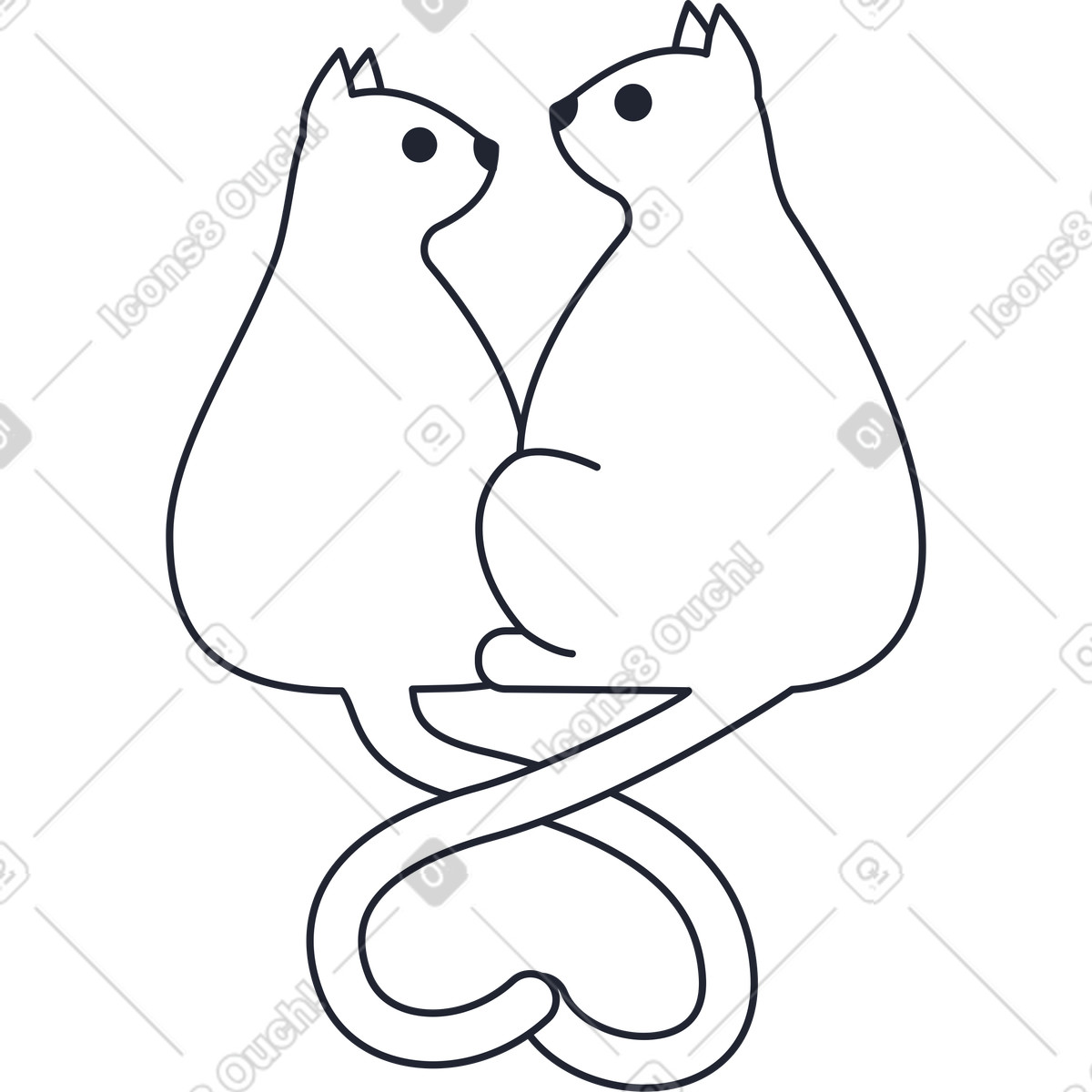 Ilustração de Two white cats em no estilo Pablita para baixar em PNG, SVG