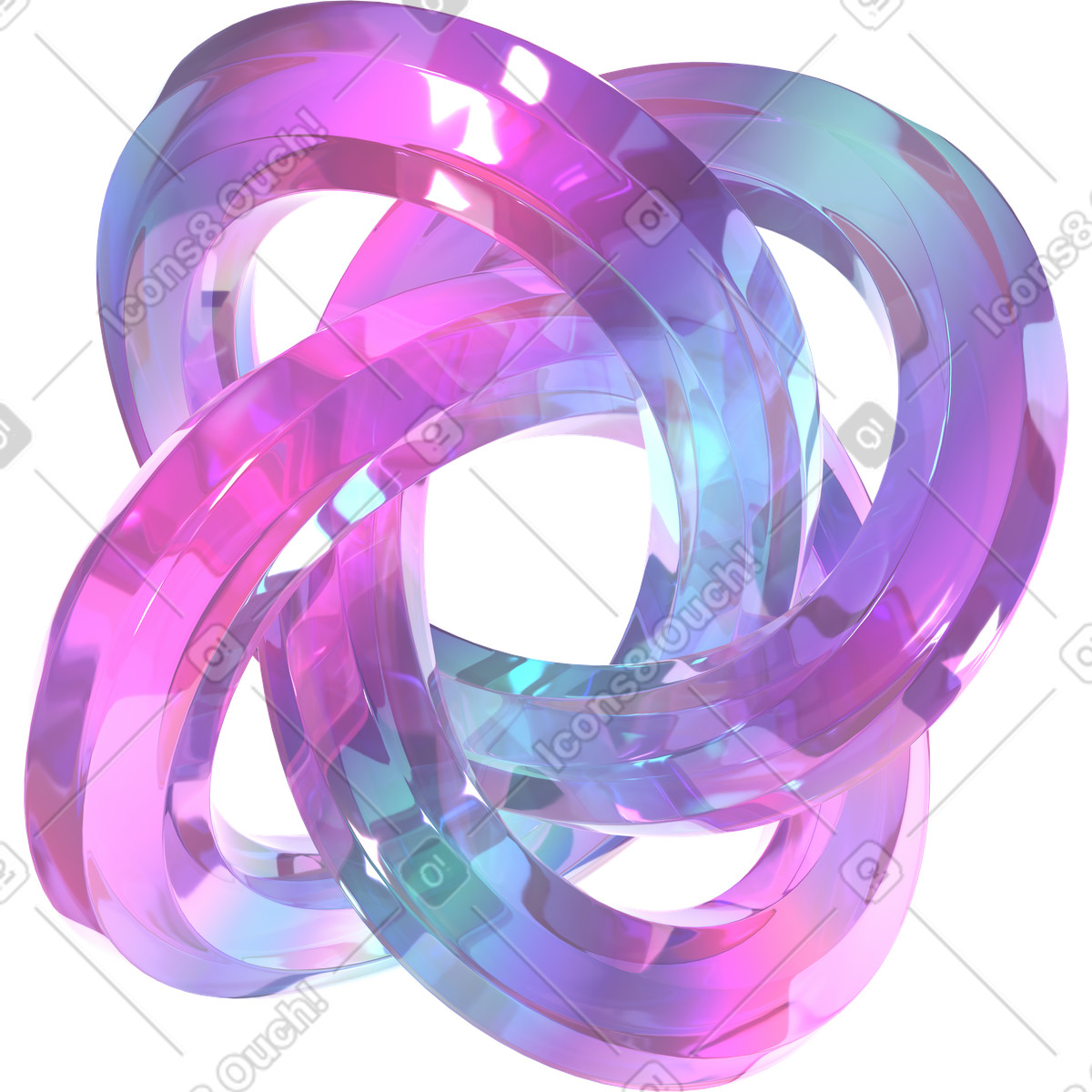 Torus knot animated illustration in 3D Glassy style download in GIF, Lottie (JSON), AE