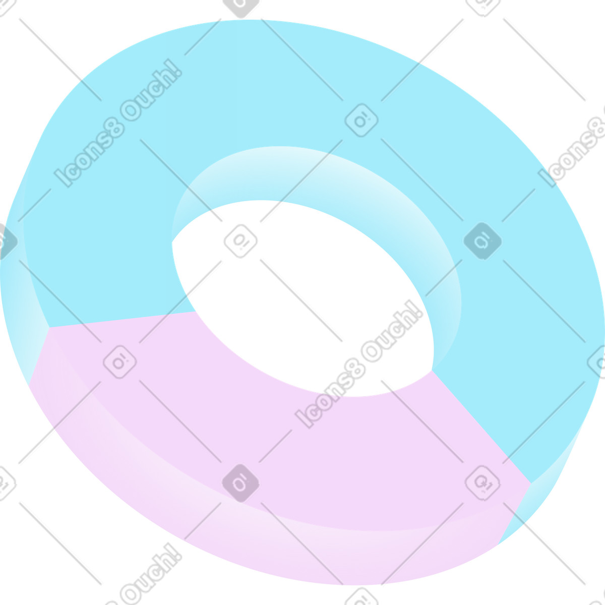 Pink and blue pie chart illustration in Airy style download in PNG, SVG