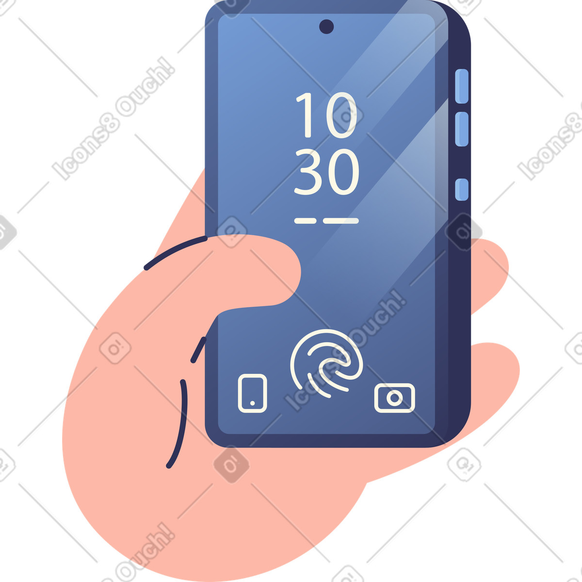 Illustration Main avec smartphone verrouillé dans le style Beam à télécharger aux formats PNG, SVG