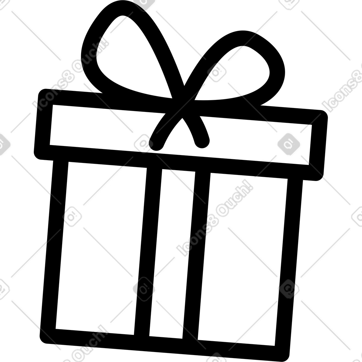 Ilustración Gift box with ribbon bow simple minimal holiday package shape en estilo Notion Line Art a descargar en PNG y SVG