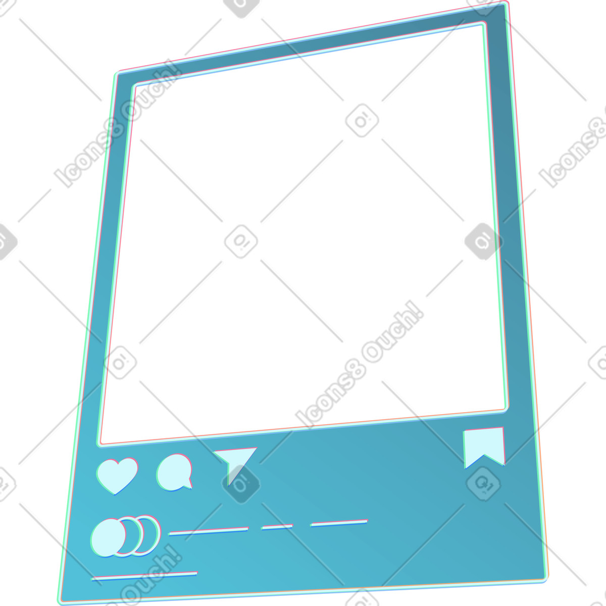 Rahmen für soziale medien-Illustration im Neon-Stil als Download in PNG, SVG