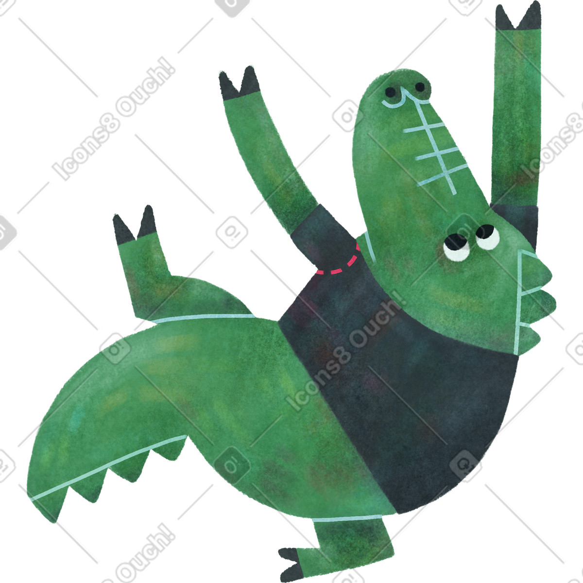 Crocodile illustration in Jungle style download in PNG, SVG