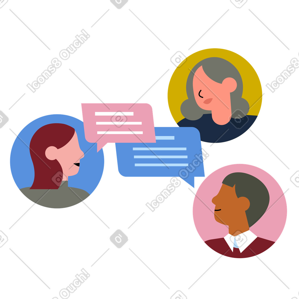 Colleagues discussing work online illustration in Vector style download in PNG, SVG