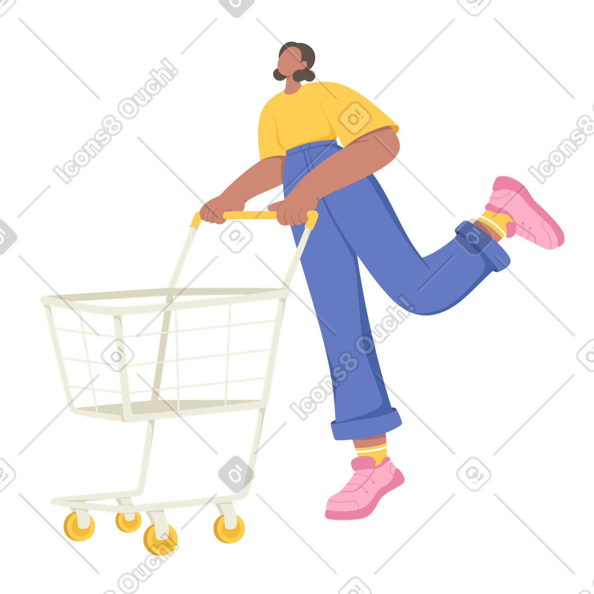 Donna con un cestino della spesa illustrazione in stile Social scarica in PNG, SVG