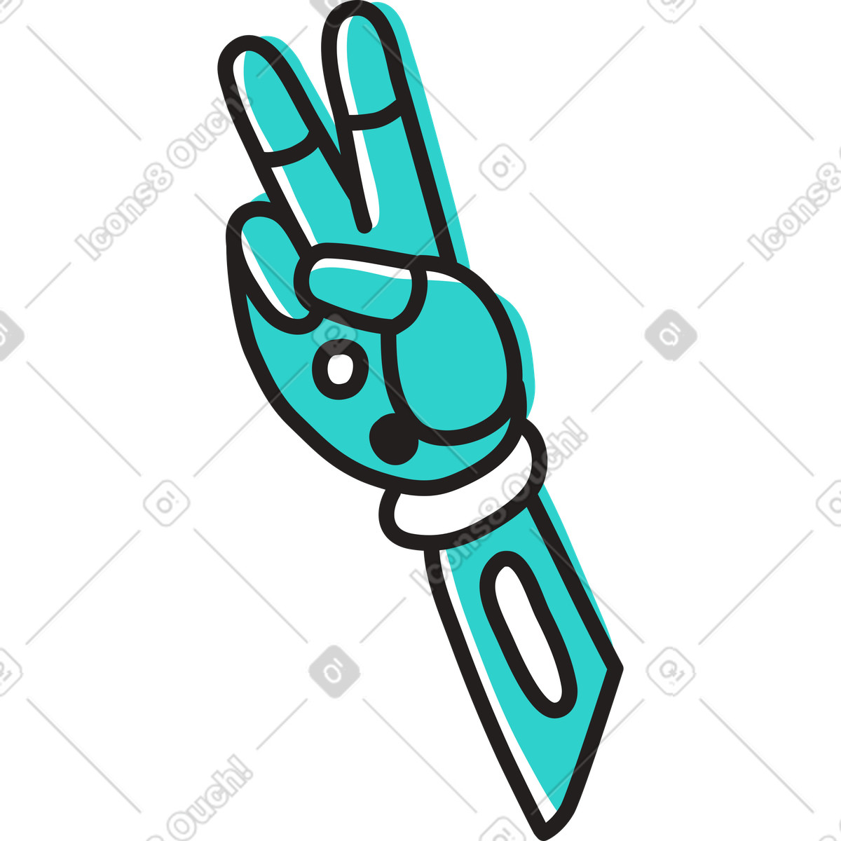 Illustration Main de robot montrant le signe la victoire dans style Little à télécharger aux formats PNG, SVG