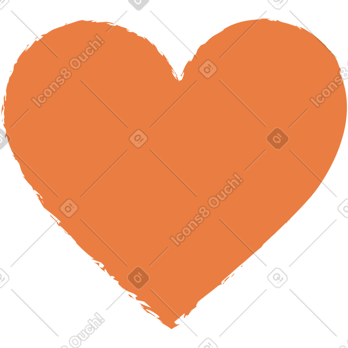 Ginger Cat スタイルの オレンジ色のハート のイラストをPNG、SVG形式でダウンロード