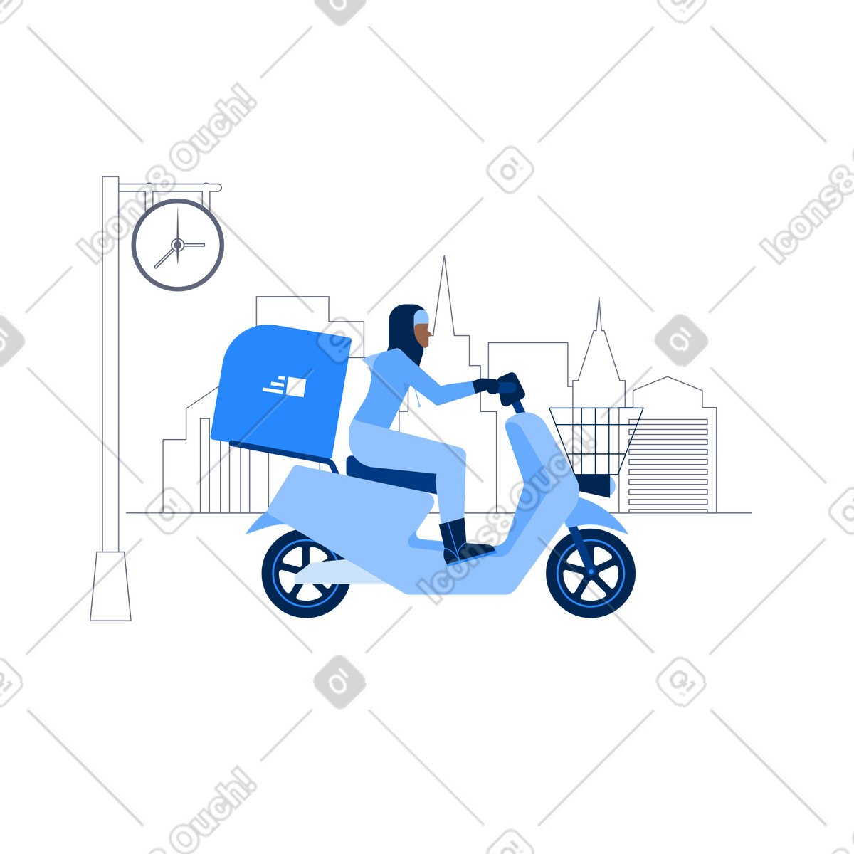 Courier on scooter in city illustration fast delivery clipart images GIF PNG