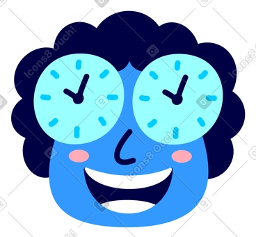 Head with a clock in eyes PNG, SVG