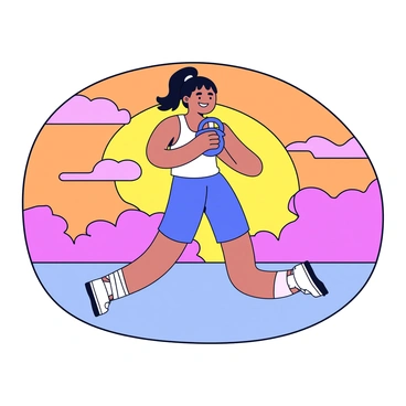 A person doing a kettlebell goblet squat against the backdrop of a vibrant sunset