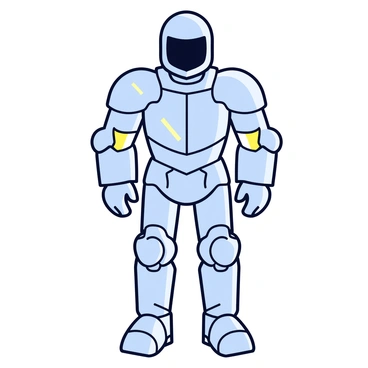 A suit of armor with a metallic surface that reflects light. The armor is adorned with intricate designs and has visible cracks that run across its surface. Light is shining through these cracks, creating beams of illumination that highlight the damaged areas. The suit stands upright, with a helmet that has a slightly open visor, revealing a darkened interior.