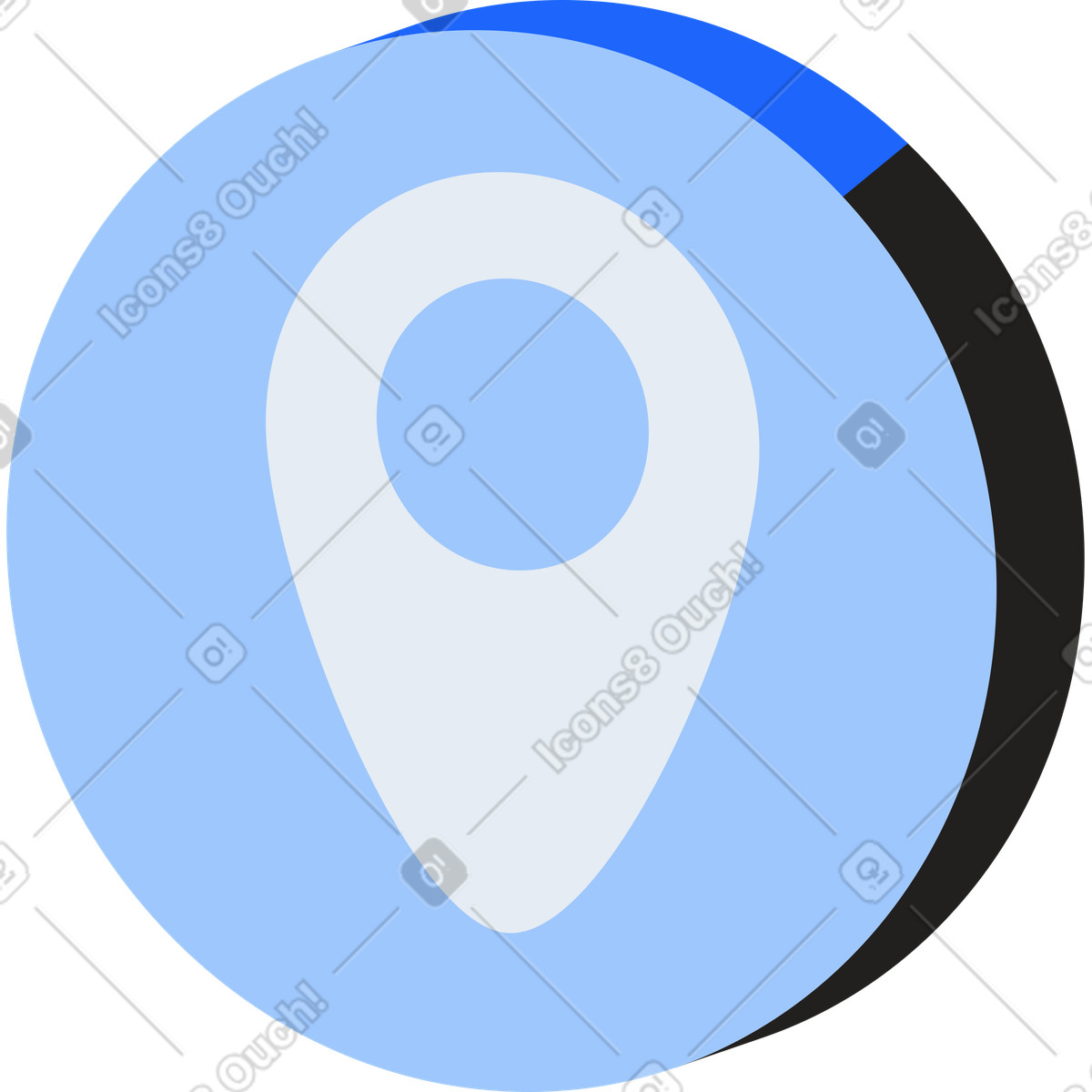 Ilustración Icono redondo con el pin del mapa en estilo Editorial a descargar en PNG y SVG