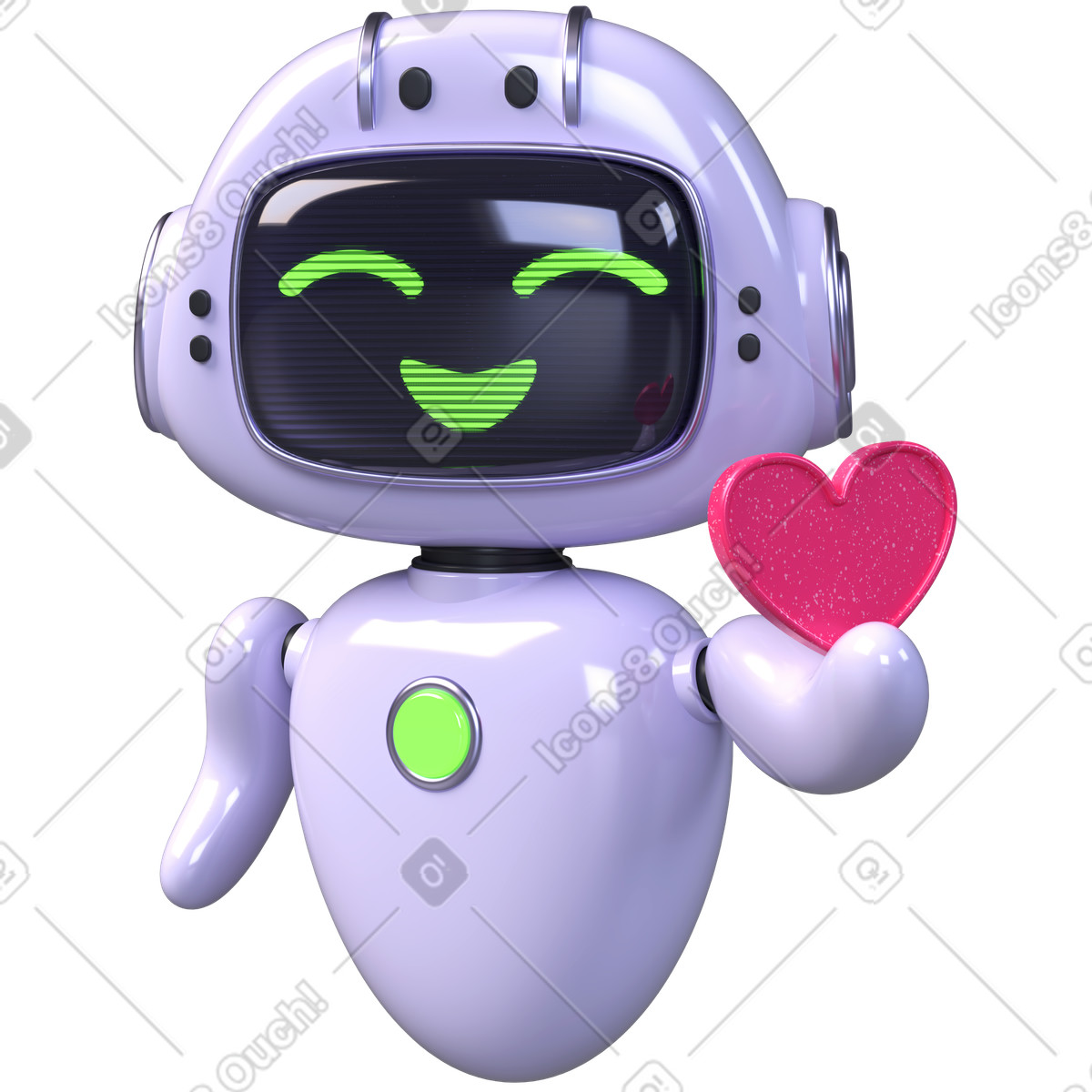 Chatbot with heart, ai love assistant, customer support mascot illustration in PNG, SVG