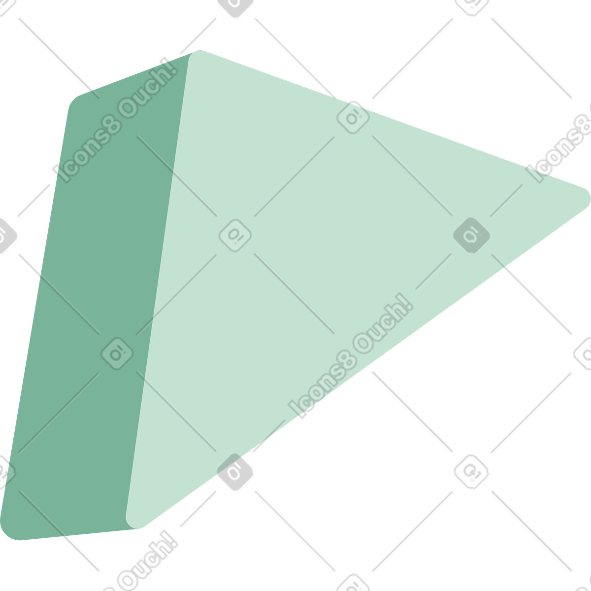 Illustration Triangle tridimensionnel vert dans le style Kiddo à télécharger aux formats PNG, SVG