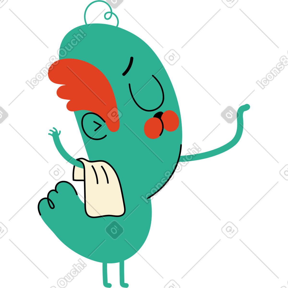 Jelly スタイルの 片目とタオルの緑のキャラクター のイラストをPNG、SVG形式でダウンロード