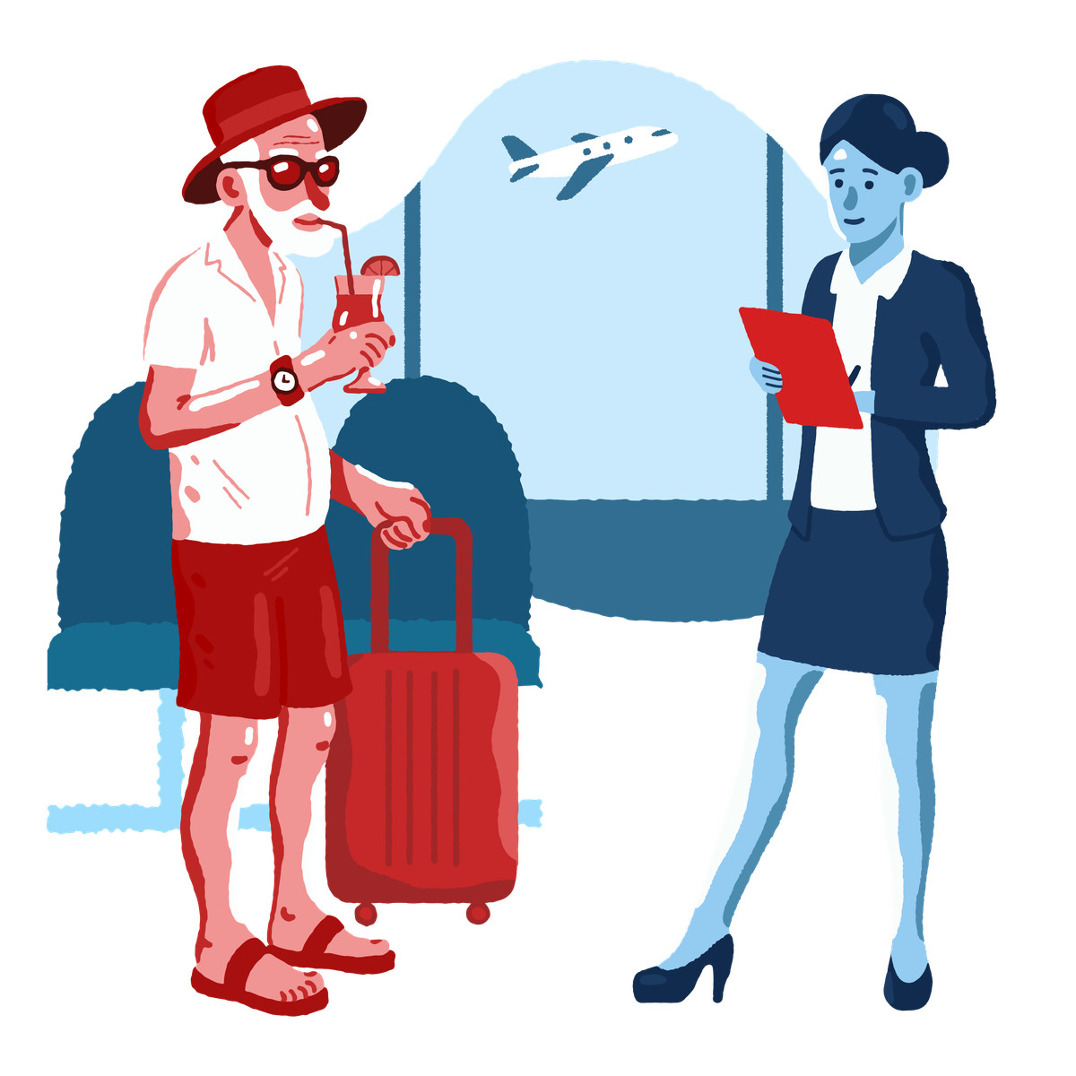 Cherry 스타일의 Boarding on a plane 일러스트레이션 PNG, SVG 다운로드