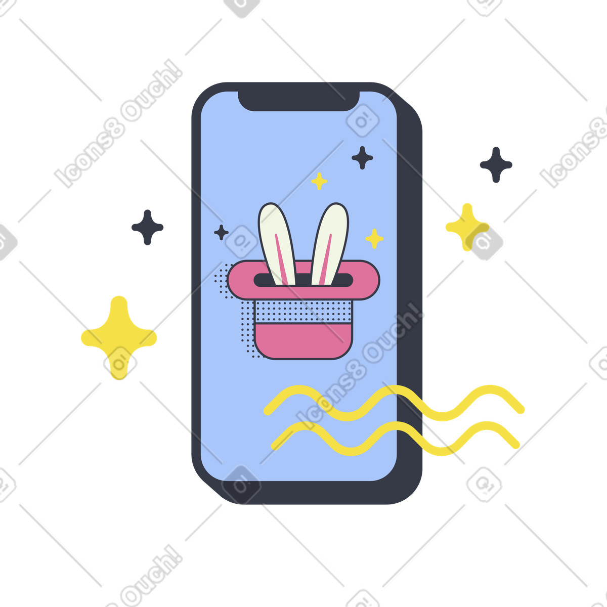 Illustration De la magie dans votre téléphone le style Abstract à télécharger aux formats PNG, SVG