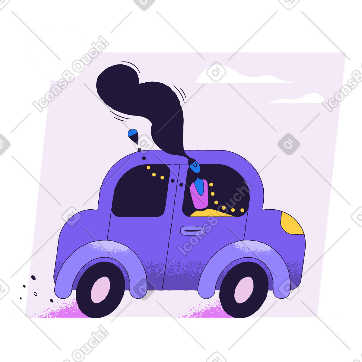 Travelling by car illustration in Conifer style download in PNG, SVG