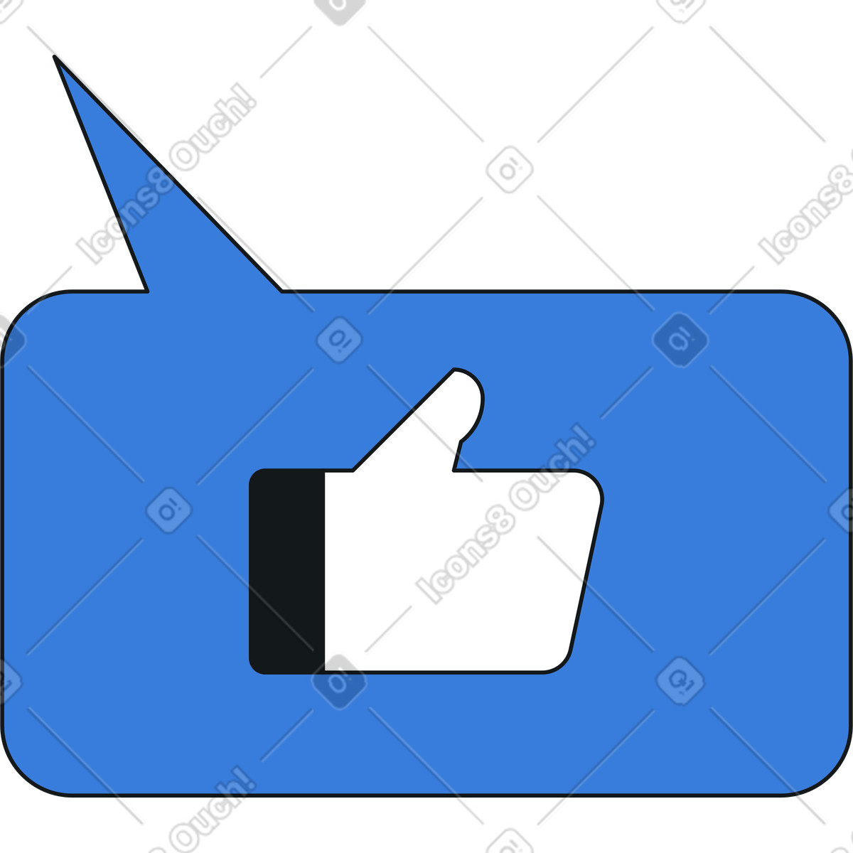 Midnight スタイルの 親指を立てた吹き出し のイラストをPNG、SVG形式でダウンロード