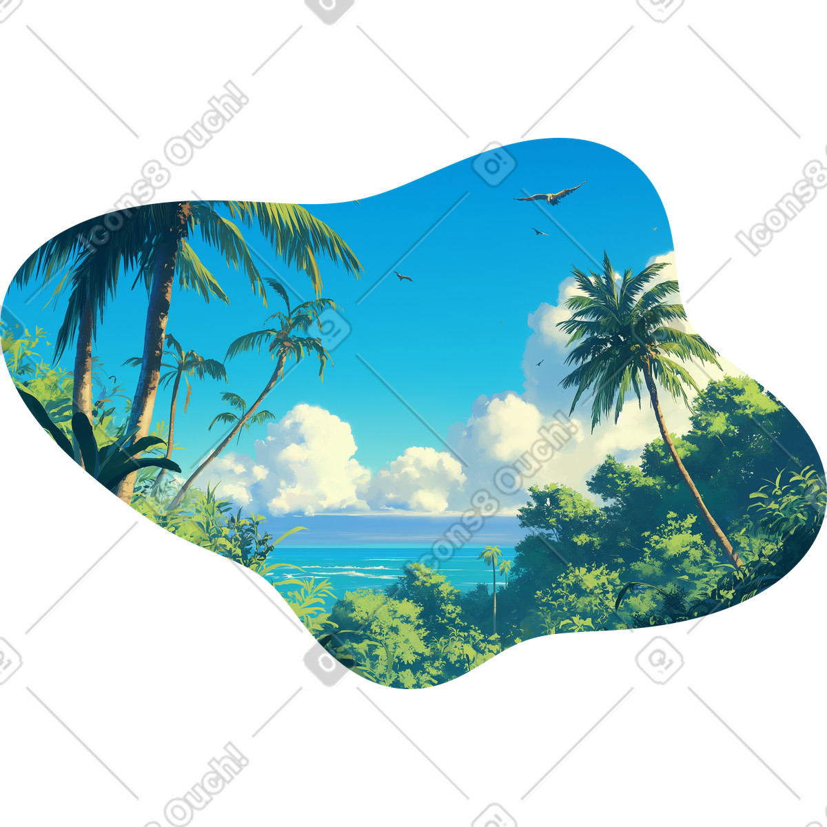 Landscape with palms background illustration in Scenes style download in PNG, SVG