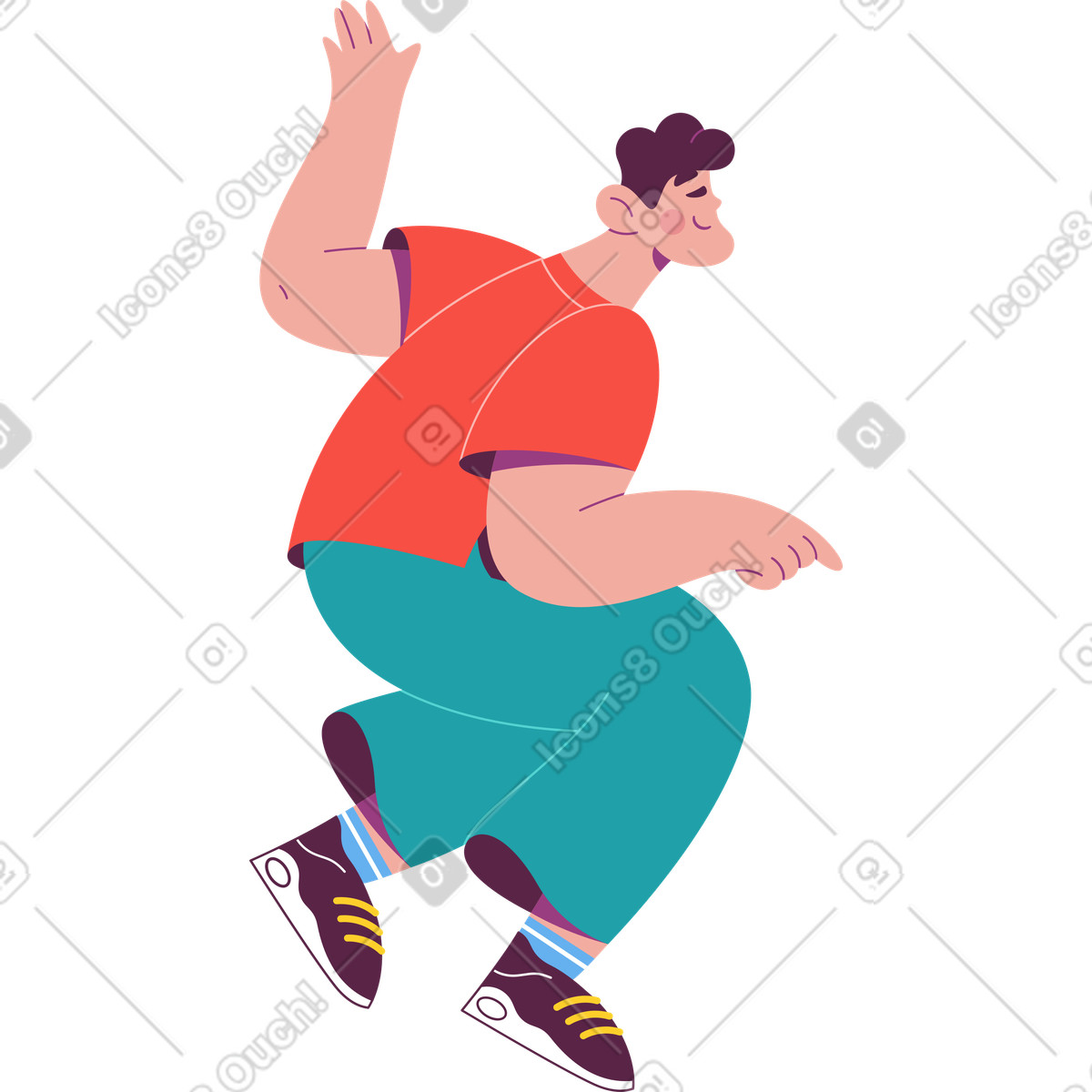 Ilustração de Dançando homem alegre em no estilo Sammy para baixar em PNG, SVG