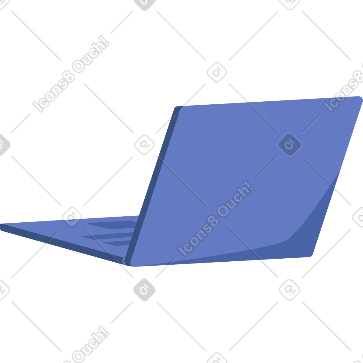 Laptop computer with purple case and open lid-Illustration im Social-Stil als Download in PNG, SVG