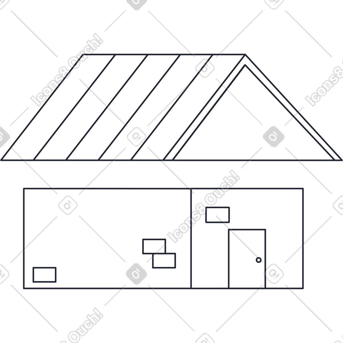 Offenes haus-Illustration im Pablita-Stil als Download in PNG, SVG
