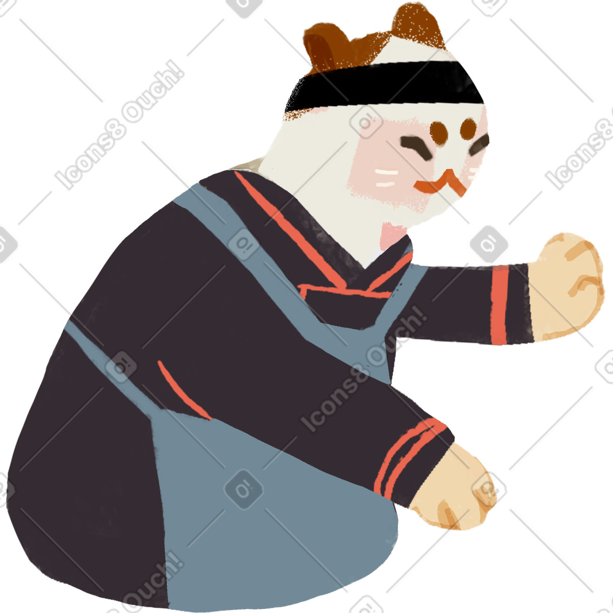 Ilustración Mr cat en estilo Ikigai a descargar en PNG y SVG