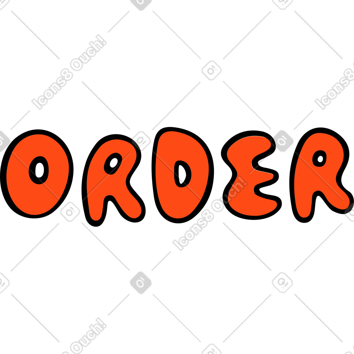 Text order lettering illustration in Comic style download in PNG, SVG