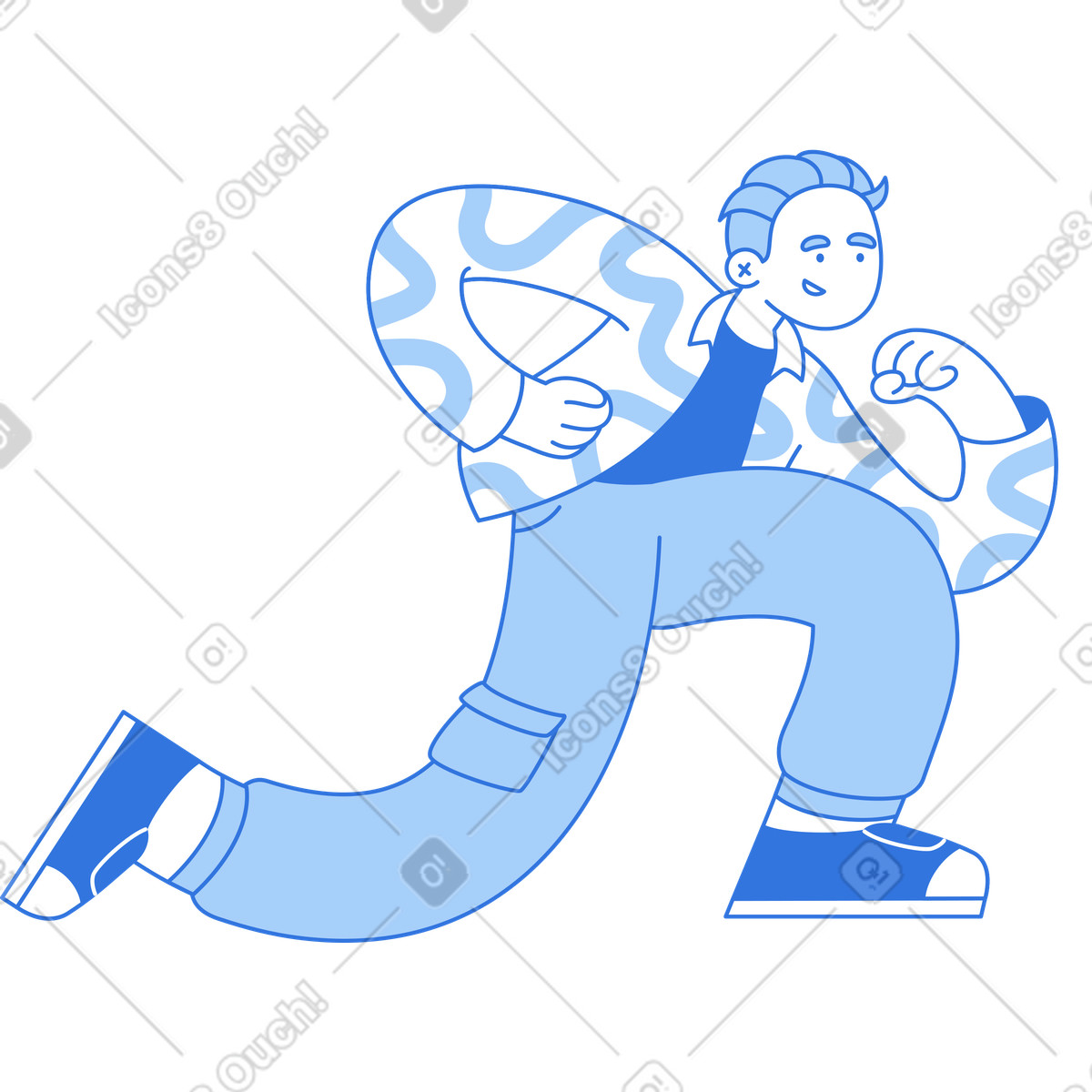 Ilustración Hombre corriendo en estilo Sky a descargar en PNG y SVG