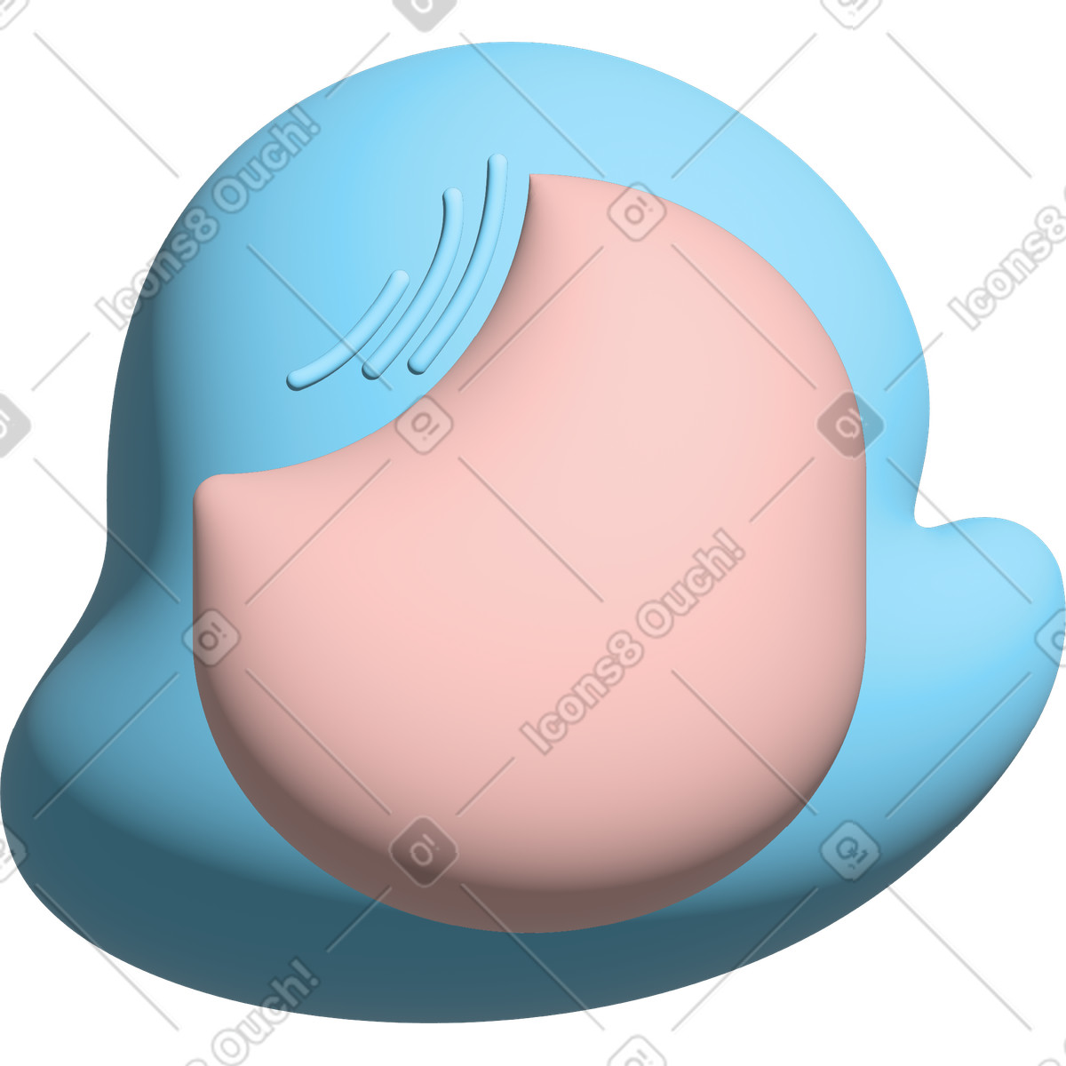 Illustration Tête aux longs cheveux bleus dans le style Cartoony à télécharger formats PNG, SVG