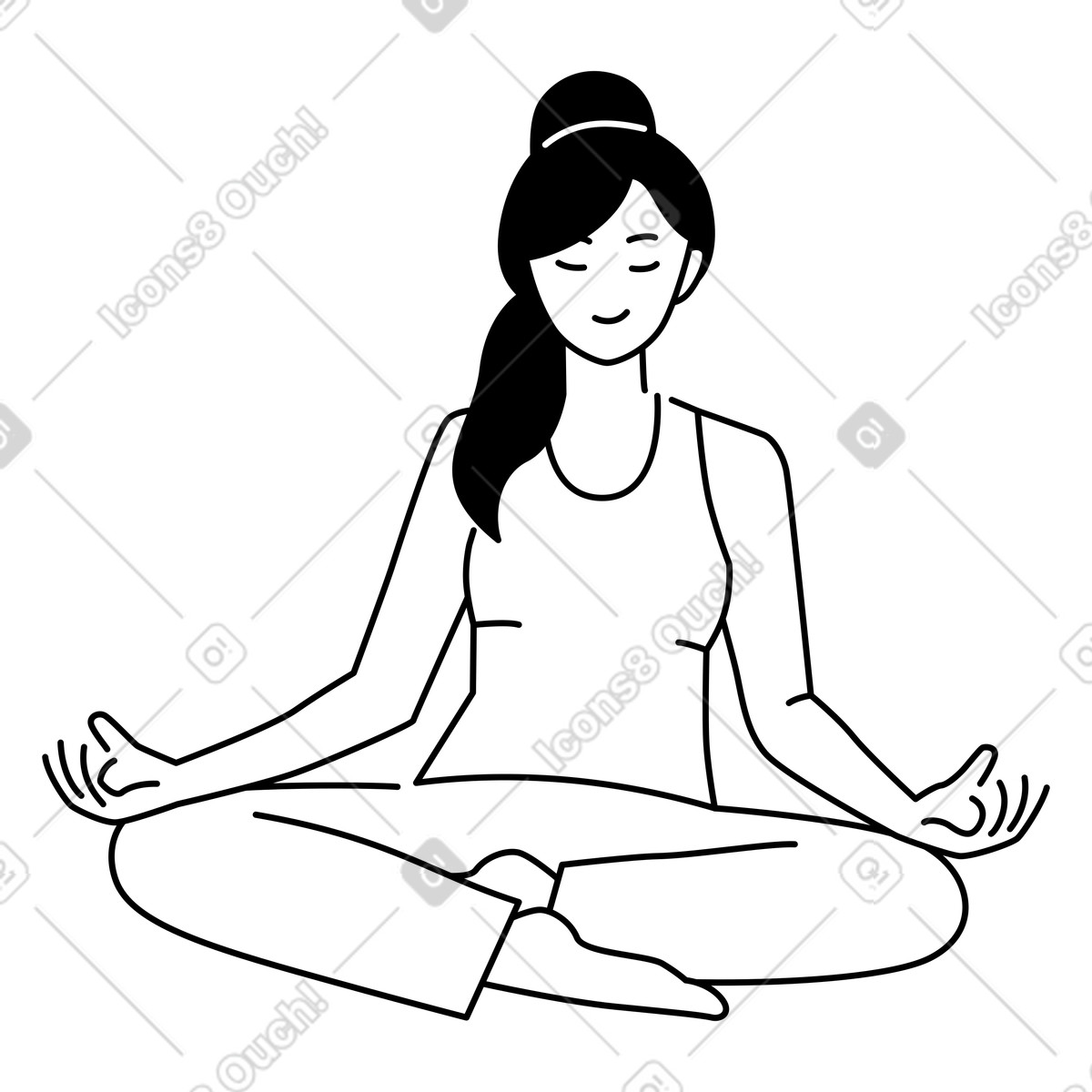 Practicing lotus pose illustration for stress relief and wellness clipart in PNG SVG GIF