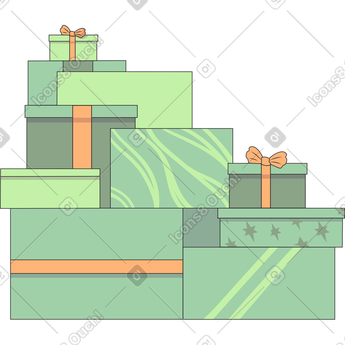 Lot of christmas gifts illustration in Eastwood style download in PNG, SVG