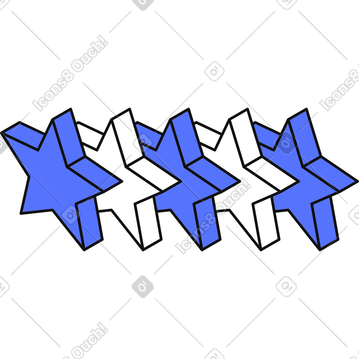 Stars patterned row of blue and white geometric shapes illustration in Main style download in PNG, SVG