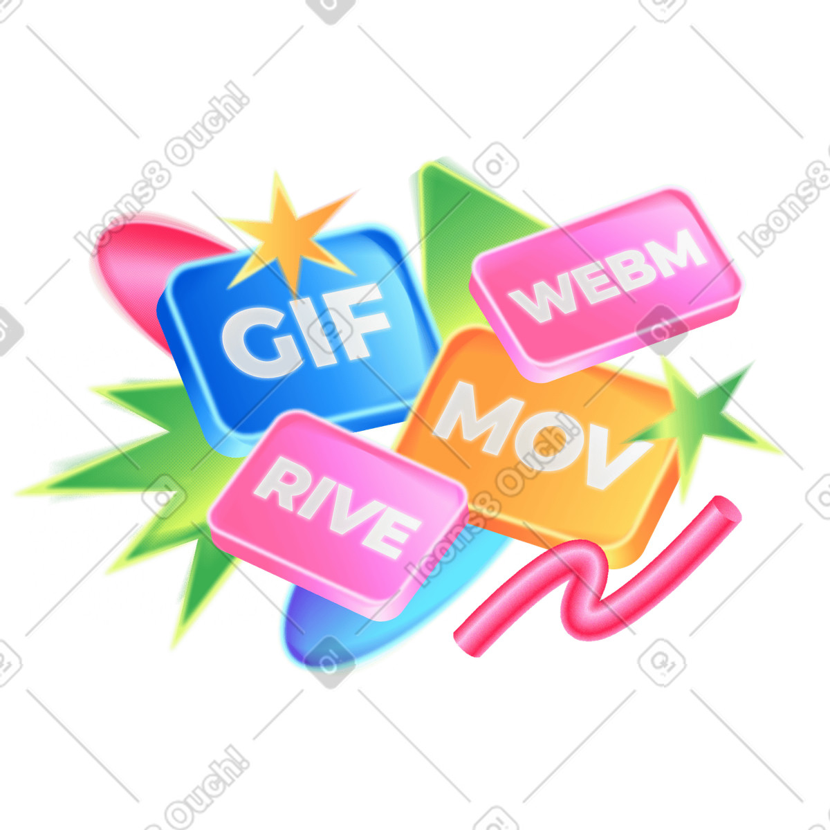 Different animation formats  illustration in PNG, SVG