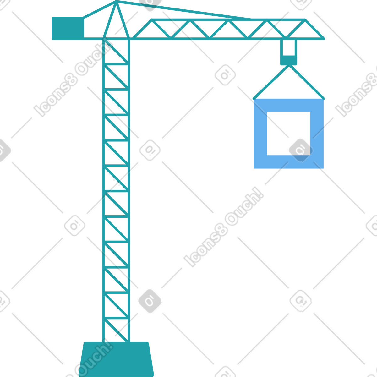 Construction crane illustration clipart image in PNG, SVG, GIF showcasing heavy machinery
