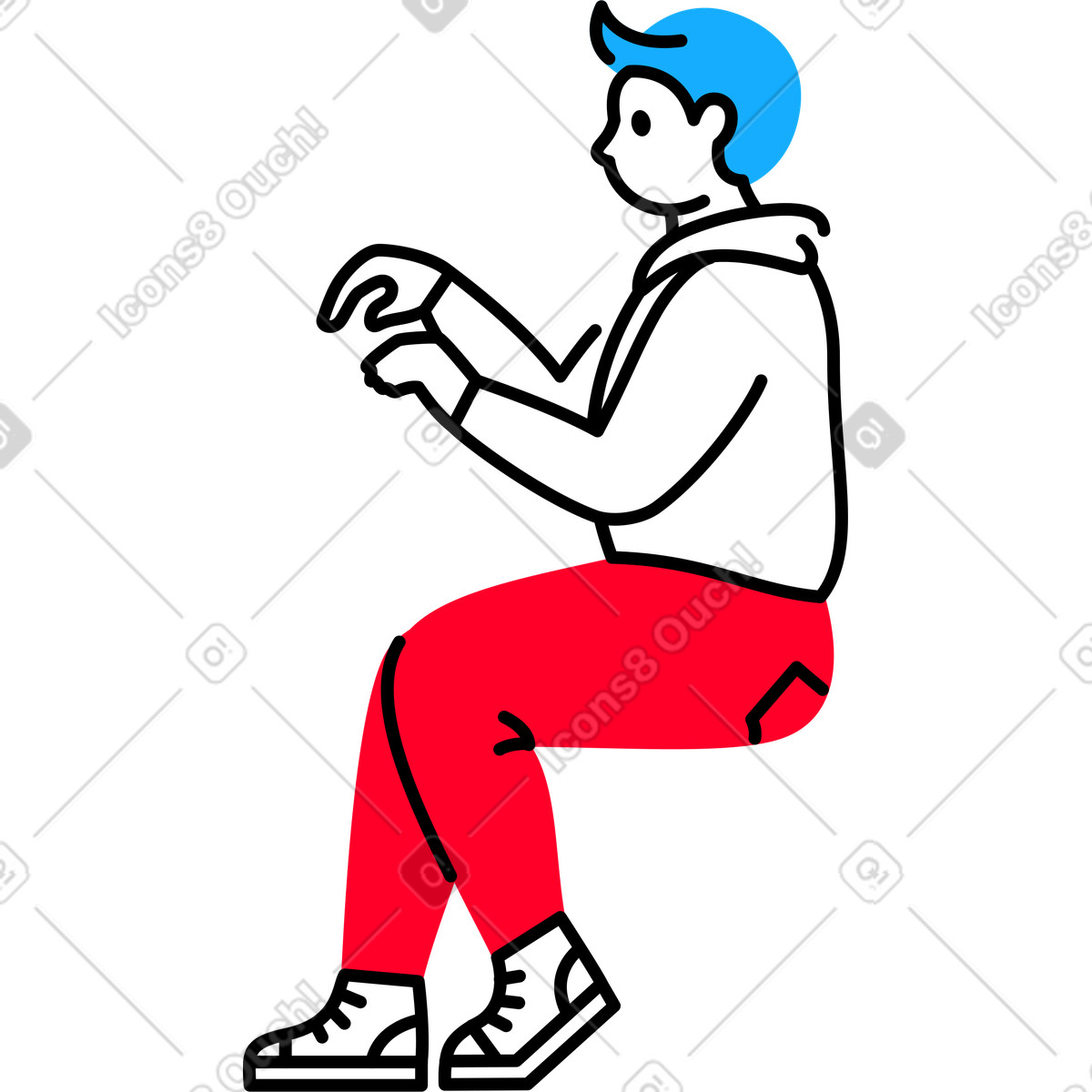 Illustration L'homme est assis et tape dans le style Transistor à télécharger aux formats PNG, SVG