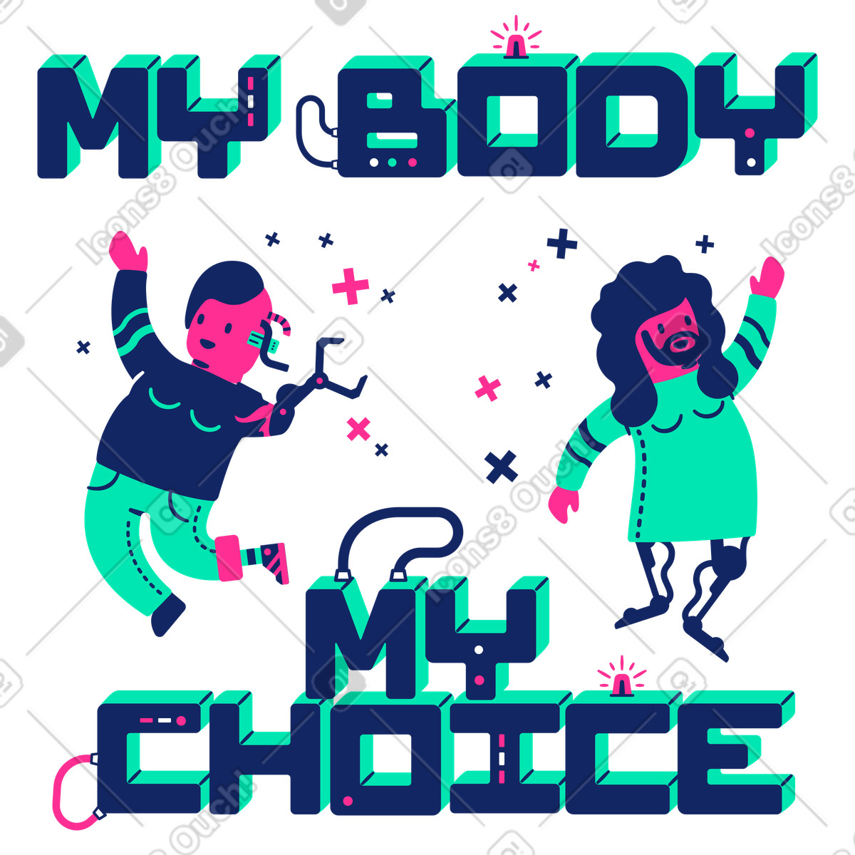 My body choice illustration in Cyborg style download in PNG, SVG