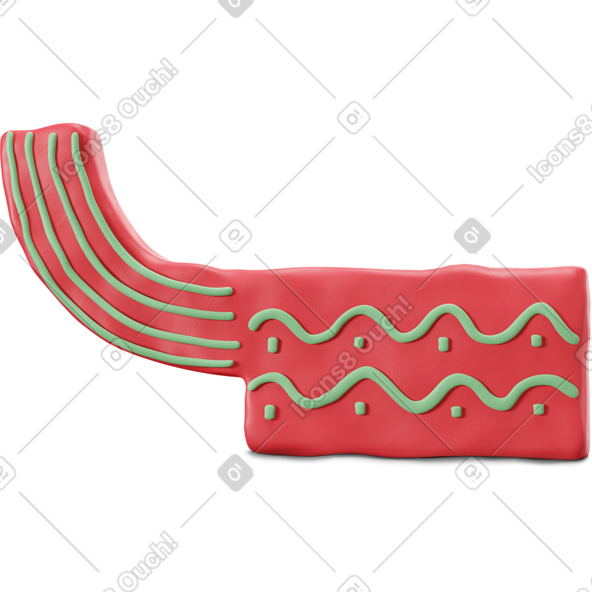 Ilustração de Torso em tecido vermelho com listras verdes no estilo 3D Stripy para baixar PNG, SVG