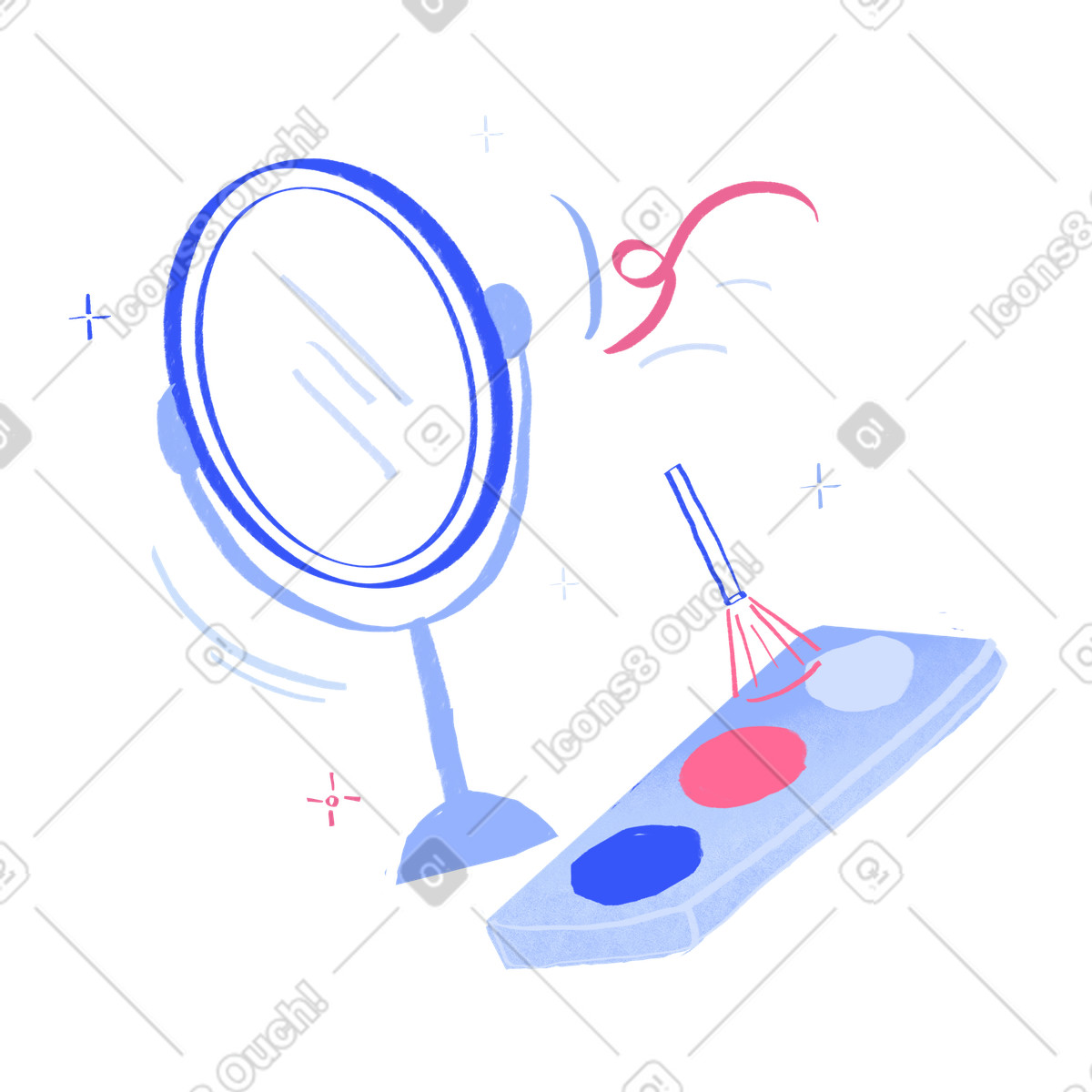 Make up with mirror illustration in Quirky style download in PNG, SVG