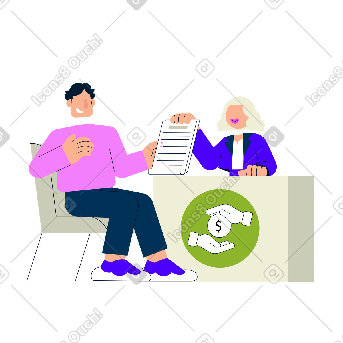 Ottenere l'approvazione per un prestito in banca illustrazione stile Cubes scarica PNG, SVG