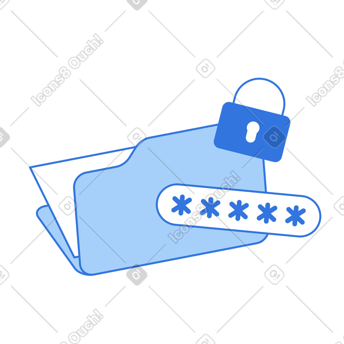 Password Protected Confidential Folder illustration in Sky style download in PNG, SVG